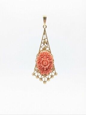 Pink Coral Gold Pendant